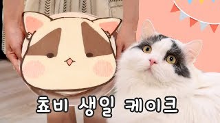 고양이 케이크 만들기  쵸비 생일이니까 내가 먹을 케이크 만들기 [upl. by Nomannic]