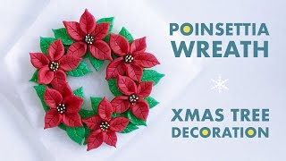 DIY Polymer Clay CHRISTMAS POINSETTIA WREATH Tutorial  EASY [upl. by Eli]