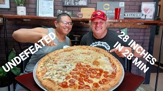 UNDEFEATED PIZZA CHALLENGE  28 Inches in 28 Minutes [upl. by Eniamurt482]