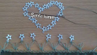 Yıldız pullu iğne oyası modeli 👀👍👍👍star sequin needle cut [upl. by Heimer]