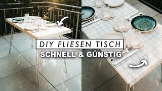 DIY Gartentisch mit Fliesen selber bauen für Terrasse amp Balkon  EASY ALEX [upl. by Ellehsim]