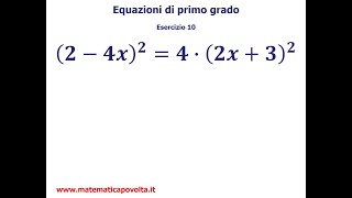 Equazioni di Primo Grado  Esercizio 10 [upl. by Iatnohs494]