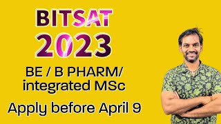 BITSAT 2023  Bits Pilani entrance test 2023 [upl. by Etsyrk]