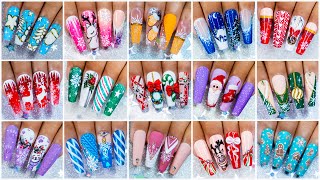 Top 20 Christmas Nail Art Ideas tutorial  Big Nail Art Compilation [upl. by Anaujal]