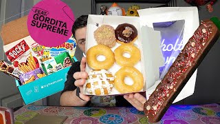 Taco Bell Decades Box Krispy Kreme Pie Donuts International Snacks amp More Mukbang Cheat Day 🤤 [upl. by Ocicnarf]