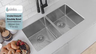 32 in Double Bowl Kitchen Sink 16 Gauge Stainless Steel by Stylish® S301XG Zircon [upl. by Grath641]