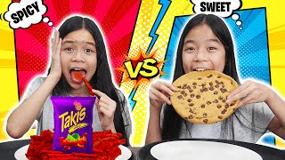 SWEET VS SPICY FOOD CHALLENGE  Tran Twins [upl. by Arlen437]