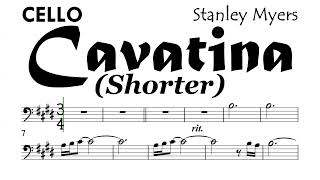 Cavatina Cello Shorter Sheet Music Backing Track Partitura Stanley Myers The Deer Hunter [upl. by Marketa]