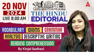 Hindu Editorial Analysis  20 November 2024  Vocab Grammar Reading Skimming  By Kinjal Gadhavi [upl. by Eniron683]