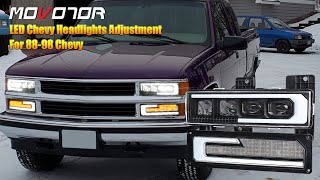 How To Adjust MOVOTOR LED Headlights Light Beam For 19881998 Chevy [upl. by Divine]