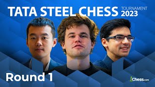 Carlsen Caruana Ding So  Chess’ ELITE Square Off In Tata Steel Chess Masters 2023  RD 1 [upl. by Emersen]