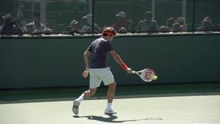 Roger Federer Backhand In Super Slow Motion 3  Indian Wells 2013  BNP Paribas Open [upl. by Tichon]