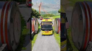 Cement Trucks and Cargo Bus CRASH into Bollardsbeamng shorts beamngdrive [upl. by Nyletac]