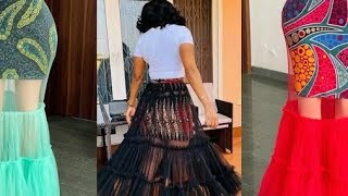 How to Cut and Sew a Pencil Skirt with Tiered Layered gathered Tulle Net [upl. by Naillig648]