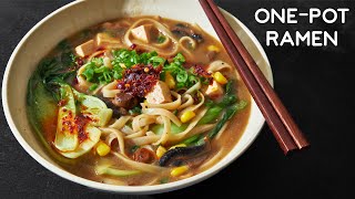 OnePot Rice Noodle Ramen Recipe Easiest Ramen Youll EVER Make [upl. by Sharpe]