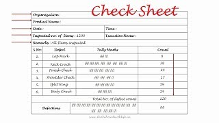 CHECK SHEET  7 QC Tools  Quality Control Tools  Lean Six Sigma Tools  Total Quality Management [upl. by Keir]