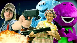 NERD vs BARNEY GRANDMA amp COOKIE MONSTER [upl. by Griffy]