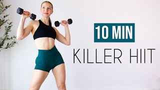 10 MIN KILLER HIIT Full Body Workout Light Weights Cardio At Home [upl. by Tedmund]