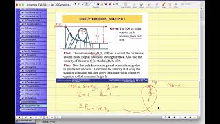 Energy Conservation Principle Spring Energy Gravity Kinetic Ch 14 Example 2 Roller Coaster [upl. by Laehcar]