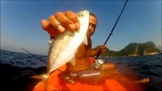 Xerelete e Cavalinha no Sabiki no Anel do Leme  Pesca com Caiaque  Kayak Fishing  Leogafanha [upl. by Refotsirhc]