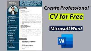 Create Best CV for Free in MS Word  Best CV Format 2023 for Job  CV Tutorial [upl. by Karub164]