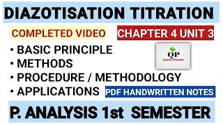 Diazotization Titration  Basic Principle  Method  Procedure  Ch 4 Unit 3  P Analysis 1st sem [upl. by Swee]