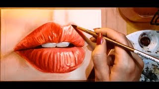 How to Paint a Realistic Mouth Lips  Watercolor Portrait Tutorial [upl. by Helaine]