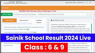 Sainik School Result 2024  Result AISSEE  Class 6 9  Sainik School Merit list 2024 Kab Aayega [upl. by Idnal]