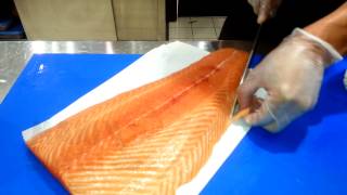 Cortar salmon para sushi nigiri  Japan cut nigiri sushi [upl. by Fredie933]