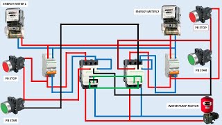 WATER PUMP MOTOR  RUNNING A WATER PUMP MOTOR IN TWO PLACES USING A PUSH BUTTON AND CONTACTOR [upl. by Adnohsad740]