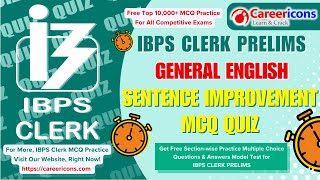 Free Sentence Improvement MCQ English Questions Answers PDF IBPS CLERK Prelims 2024 ibps ibpclerk [upl. by Itisahc]