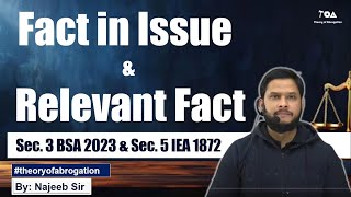 Fact in Issue  Sec 3 BSA 2023 and sec 5 IEA 1872  Evidence of relevant fact amp fact in issue [upl. by Ijat]