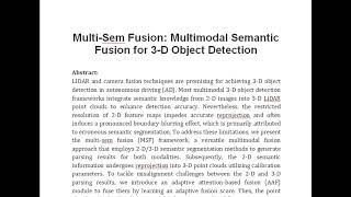 Multi Sem Fusion Multimodal Semantic Fusion for 3 D Object Detection [upl. by Fokos]