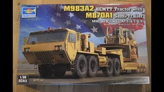 135 Trumpter HEMTT M983A2 w Semi Trailer M870A1 Unboxing 01055 [upl. by Serene]