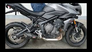 Triumph Tiger Sport 660 2022 with Yoshimura R11 61mm full real carbon and cat delete sound check [upl. by Lyrehs]