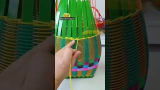 How to Make Plastic wire basket 2024 plastic rope diy rcs91 shorts handmade plastic basket [upl. by Hsepid]