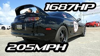 1687hp MONSTER Supra Goes 200mph at the 12 Mile [upl. by Ekaterina701]