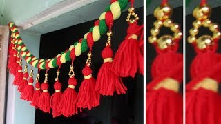 Diy easy door hanging toran from woolen wirh bead  How to make [upl. by Eelitan76]