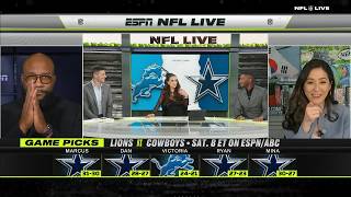 Cowboys to beat the Lions 🤔 NFL Live nearly unanimously believes in Dallas over Detroit 👀 [upl. by Tally]