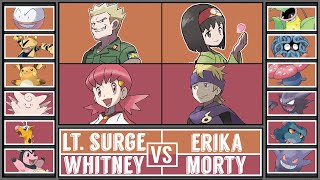 LT SURGEampWHITNEY vs ERIKAampMORTY  KantoJohto Gym Leader Tournament Battle 2 [upl. by Barnie]