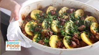 Baked Polenta with Sausage and Artichoke Hearts  Everyday Food with Sarah Carey [upl. by Neerak546]