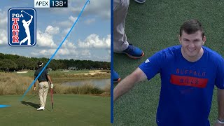 Bubba Watson bounces tee shot off fan to set up eagle at QBE [upl. by Nosreffej501]