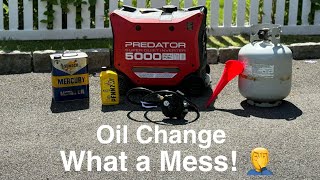 Predator 5000w generator OIL CHANGE What a mess [upl. by Oech]