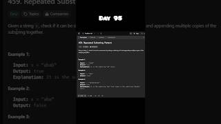 LeetCode 459  Repeated Substring Pattern javaprogramming 100daysofcodingchallenge [upl. by Koser]