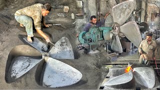 The ships old propeller is being recycled into a new propeller  Made a Powerful ships Propeller [upl. by Akerley]