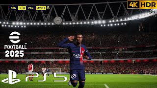 eFootball 2025  Arsenal vs PSG  Champions League  PS5 Gameplay 4K [upl. by Maretz]