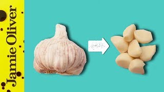 How To Easily Peel Garlic  1 Minute Tips  Jamie Oliver [upl. by Vlad268]