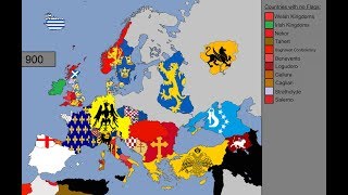 Europe Timeline of National Flags 1 AD  1000 [upl. by Alleuol]