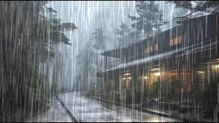 The Sound of Heavy Rain Falling on the Road of a Country House🌧️ Youll Feel Comfortable [upl. by Akialam]