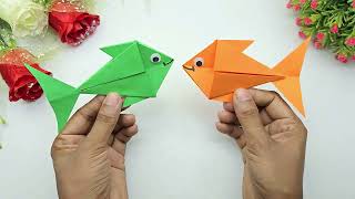 How to Make Paper Fish Step by Step  Origami Fish Making  Easy Paper Crafts For School Projects [upl. by Leanne]